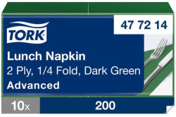 Tork papírszalvéta 2 rétegű 33x33 cm 1/4 hajtású 200 lap/csomag - sötétzöld