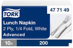 Tork papírszalvéta 2 rétegű 33x33 cm 1/4 hajtású 200 lap/csomag - fehér