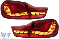 KITT OLED hátsó lámpák BMW 4 F32 F33 F36 M4 F82 F83 (2013-03.2019) modellekhez, piros füst szín, dinamikus irányjelző (TLBMF32M4RS)