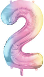  Fólia lufi szám, 2-es, pasztell szivárvány, 86 cm (FB1M-2-000P)