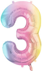  Fólia lufi szám 3, pasztell szivárvány, 86 cm (FB1M-3-000P)