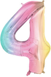  Fólia léggömb szám 4, pasztell szivárvány, 86 cm (FB1M-4-000P)