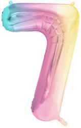  Fólia lufi szám alakú '7', 86 cm, pasztell szivárvány (FB1M-7-000P)