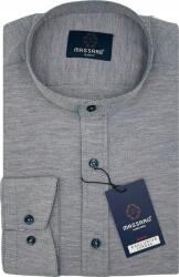 Massaro Ezüstszínű férfi ing állógallérral, finom textúrával és lycrával, Slim-fit szabású