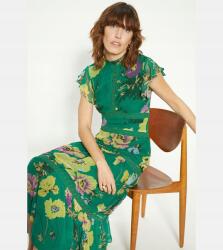 Oasis Zöld Siffon Midaxi Ruha Rövid Ujjal És Virágmintás Oasis 36