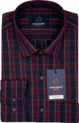 Massaro Bordó kockás flanel férfi ing zsebbel, Regular-fit MS015140