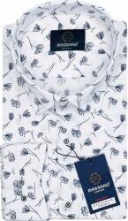 Massaro Elegáns, prémium minőségű, fehér, alkalmi férfi ing lycrával, virágmintás, Regular-fit szabás