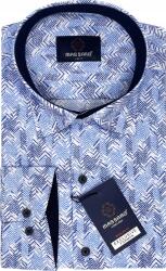 Massaro Elegáns kék Prémium férfi ing lycra szegéllyel Slim-fit