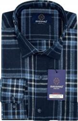 Massaro Sötétkék kockás flanel férfi ing zsebbel, normál szabású (regular-fit) MS041583