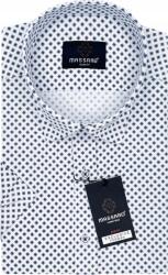 Massaro Férfi rövid ujjú, lycrás, geometrikus mintás Slim-fit ing