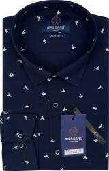 Massaro Férfi ing madárkás fecske lycra hosszú ujjú Slim-fit