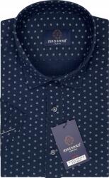 Massaro Sötétkék rövid ujjú férfi ing mintával, Slim-fit, lycrával