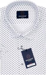 Massaro Fehér, rövid ujjú férfi ing, lycrával, apró mintás, Slim-fit szabású