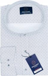 Massaro Nagy Méret Elegáns fehér férfi ing állógallérral, Regular-fit mintával