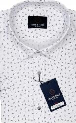 Massaro Elegáns fehér rövid ujjú férfi ing mintával, Slim-fit lycrával