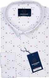 Massaro Elegáns, nagyméretű, fehér Premium férfi ing lycrával, Regular-fit szabás