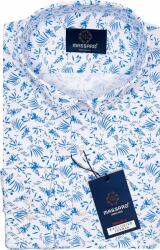 Massaro Elegáns, nagyméretű, fehér Premium férfi ing lycrával, virágmintás, Regular-fit szabású