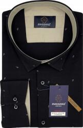 Massaro nagy méretű fekete elegáns férfi ing lycrával, Regular-fit szabású