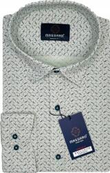 Massaro Elegáns, prémium minőségű, zöld, lycrás férfi ing Regular-fit szabással
