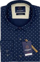 Massaro Sötétkék, lycrás férfi ing apró mintával, Premium Slim-fit MS034479