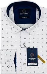 Massaro Fehér férfi ing finom mintás lycra öltönyhöz Slim-fit MS034639
