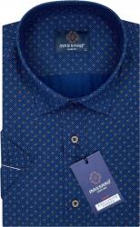 Massaro Sötétkék rövid ujjú férfi ing mintával, lycrával, Slim-fit szabású