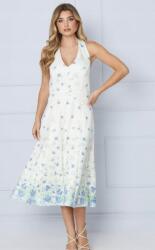 Oasis Krémszínű MIDI Ruha Virágmintás Kék, Bevált Vállú Oasis 42