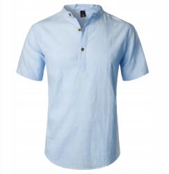  Henley férfi ing Casual pamut rövid ujjú elegáns kék S (B09KBFKCNF)