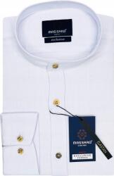 Massaro Fehér férfi vászon ing hosszú ujjú, állógalléros casual Slim-fit