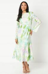  Zöld Klasszikus Egyenes Midaxi Ruha Hosszú Ujjú Virág Mintás Coast 40