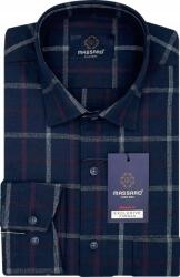 Massaro Sötétkék kockás flanel férfi ing zsebbel, normál szabású (regular-fit) MS015157
