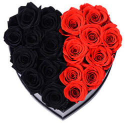 Aranjamente florale - Aranjament floral inima cu trandafiri de sapun Special S Aranjament floral rosu + negru