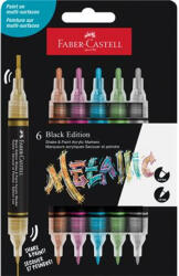 Faber-castell Dekormarker készlet, 1, 0/3, 0 mm, kétvégű, akril, FABER-CASTELL "Shake&Paint", 6 különböző metál szín (285517)