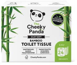 The Cheeky Panda Toalettpapír, bambusz, 3 rétegű, kistekercses, 24 tekercs, CHEEKY PANDA, fehér (PFTOILT24) - nyomtassingyen
