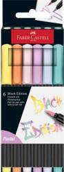 Faber-Castell Ecsetirón készlet, FABER-CASTELL "Black Edition", 6 különböző pasztell szín (116453) - nyomtassingyen