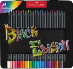 Faber-Castell Színes ceruza készlet, háromszögletű, fémdobozban, FABER-CASTELL "Black Edition", 24 különböző szín (116425) - nyomtassingyen