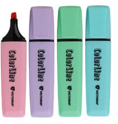 Victoria Szövegkiemelő készlet, 1-5 mm, VICTORIA OFFICE, "ColorLine", 4 különböző pasztell szín - nyomtassingyen