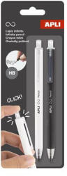 APLI Töltőceruza, HB, nyomógombos, APLI "Infinite Click", fehér és fekete (20064) - nyomtassingyen