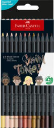 Faber-Castell Színes ceruza készlet, háromszögletű, FABER-CASTELL "Black Edition", 12 különböző bőrszín (116414) - nyomtassingyen