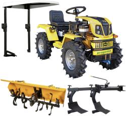ProGarden Minitractor ProGARDEN Campo T18 V25.1 4x4 18CP benzina hidraulica fata-spate roti 6.00-12 cu acoperis + freza tractata si plug cu doua brazdare (4560000103PAFP) - agropro