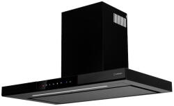 Turbionaire Hota incorporabila decorativa Turbionaire TEV90WB, Putere de absorbtie 800 mc/h, Senzor monitorizare temperatura, LED-uri ajustabile, Boost si Super boost, Aspiratie perimetrala, Clasa A++, 90 cm, Neg Hota