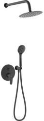 FERRO Set 5 in 1 Algeo Black: BAG7PBL baterie ingropata dus cu cap dus fix metalic, para dus mobila , furtun flexibil si racord, Ferro BAG7PBL-SET1-S (BAG7PBL-SET1-S)