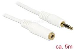 Delock Stereo Jack hosszabbító kábel 3.5 mm 3 pin apa > anya 5 m fehér (DL83771) (DL83771)