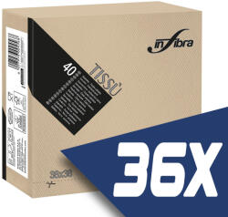INFIBRA Szalvéta 38x38cm Greige 2 réteg 40 lap/csomag (36 csomag) (I0755-KARTON)