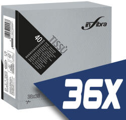 INFIBRA Szalvéta 38x38cm Szürke 2 réteg 40 lap/csomag (36 csomag) (I0531-KARTON)