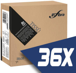 INFIBRA Szalvéta 38x38cm Kapucsinó 2 réteg 40 lap/csomag (36 csomag) (I0830-KARTON)