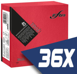 INFIBRA Szalvéta 38x38cm Piros 2 réteg 40 lap/csomag (36 csomag) (I0457-KARTON)