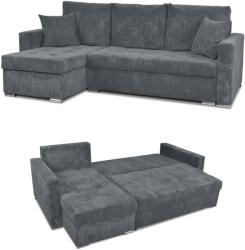  Bonito Sarokkanapé Ágy Funkcióval Family Furniture Sötét Szürke Kordbársony