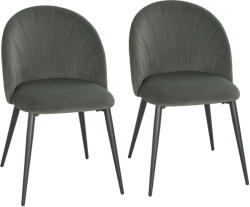 HomCom 2 darabos bársony kárpitozott étkezőszék szett kagyló formájú háttámlával, 52x55x79 cm, szürke