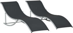 Outsunny 2 db-os Összecsukható Alumínium és Texteline Napozóágy Szett, 61x165x63 cm, Fekete